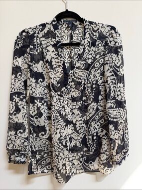 Banana Republic Sheer Paisley V-Neck Blouse